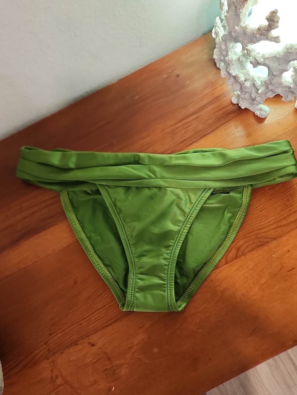 NEW! VIX PAULA HERMANNY SZ S Olive Green Fold-Over Bikini Bottoms Silky Smooth